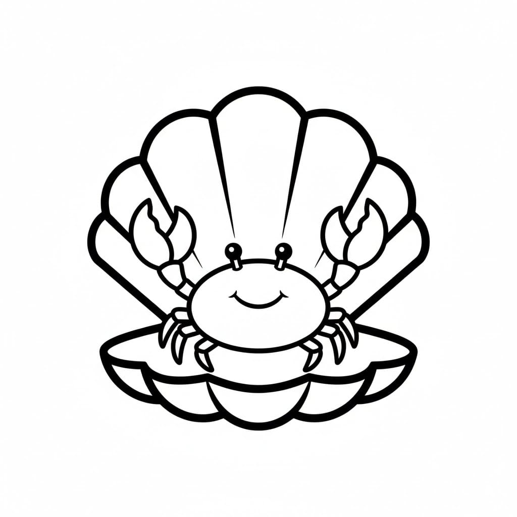 Conchiglia con granchio da colorare