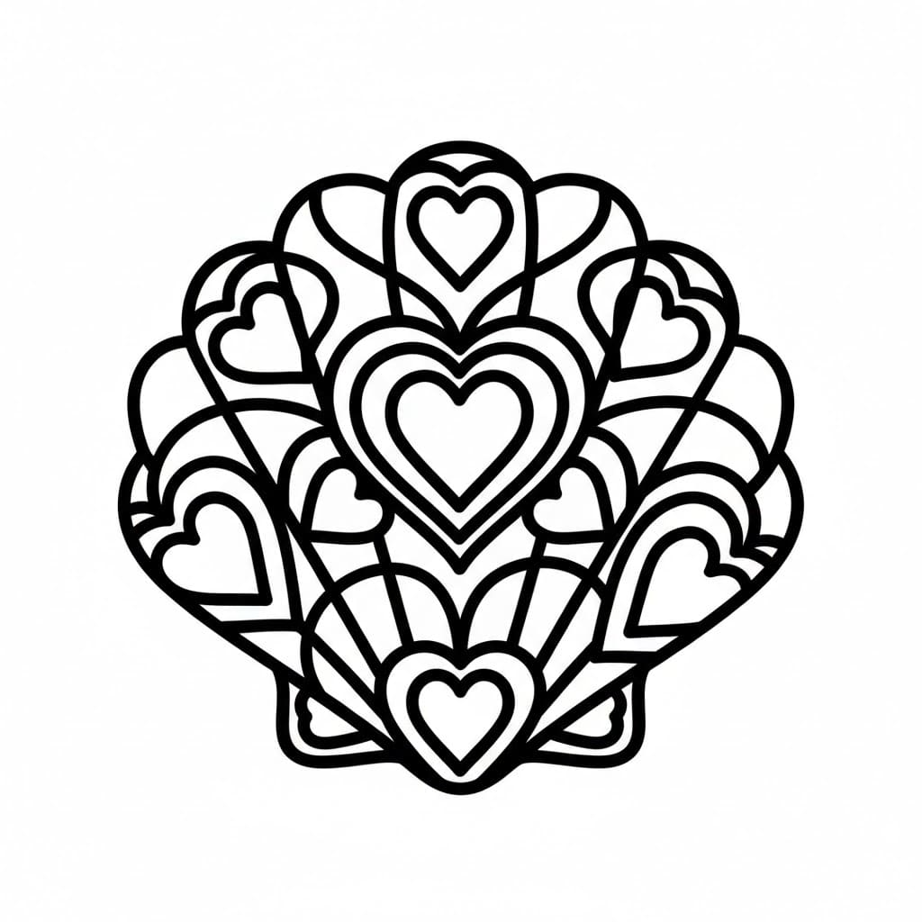 Conchiglia con motivo a cuore da colorare