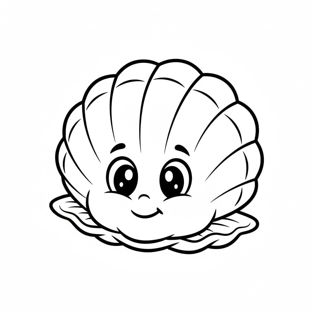 Conchiglia con occhi carini da colorare