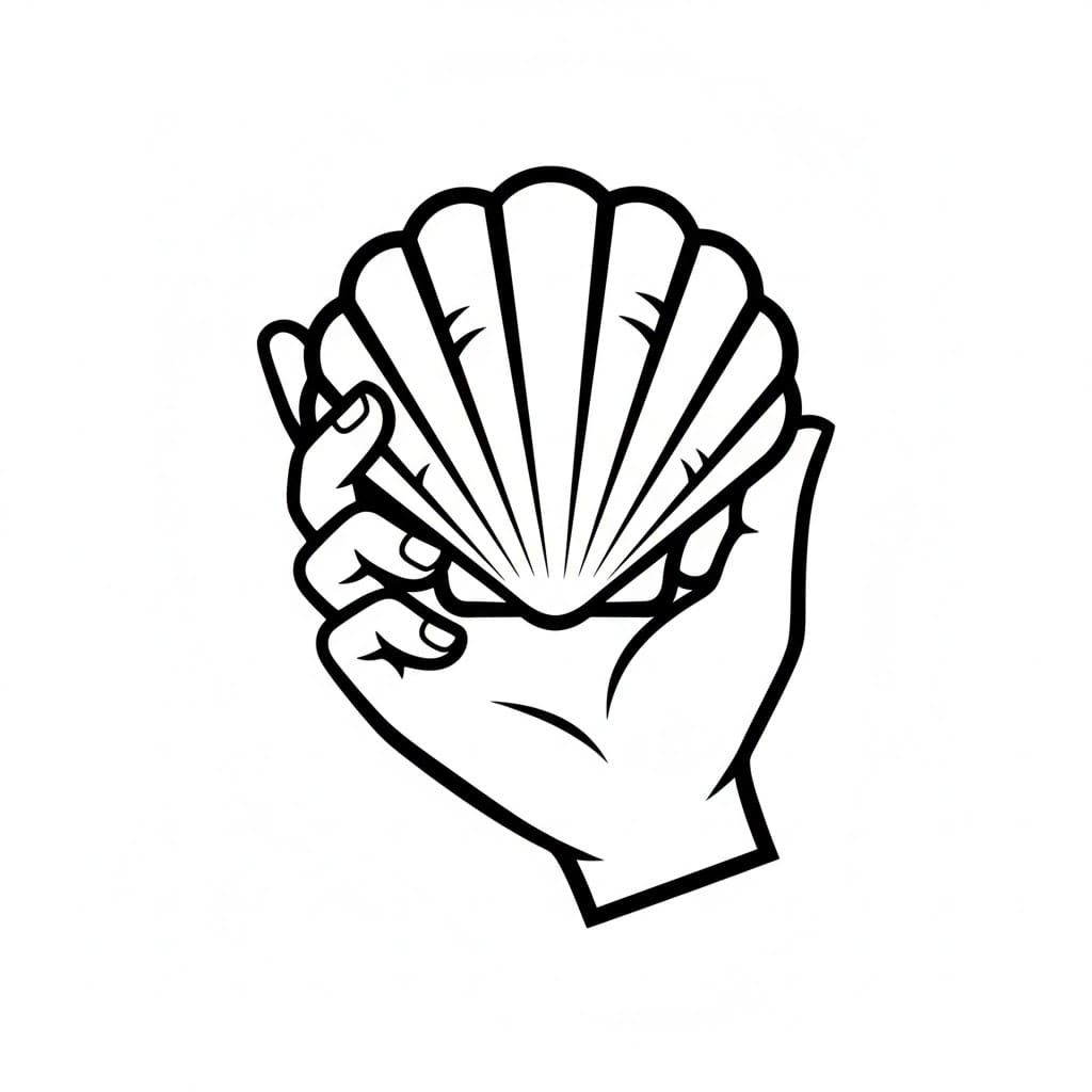 Conchiglia in mano da colorare