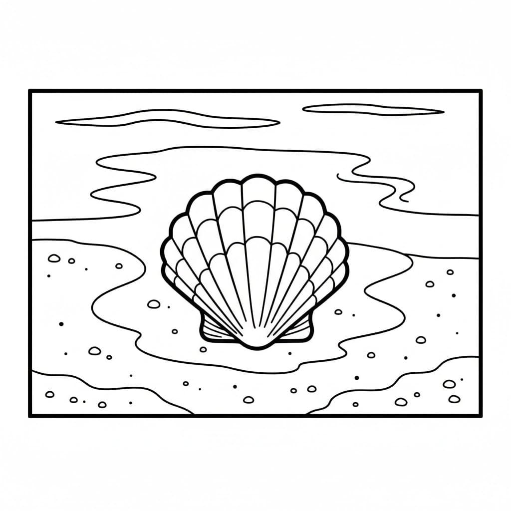 Conchiglie nell'acqua da colorare