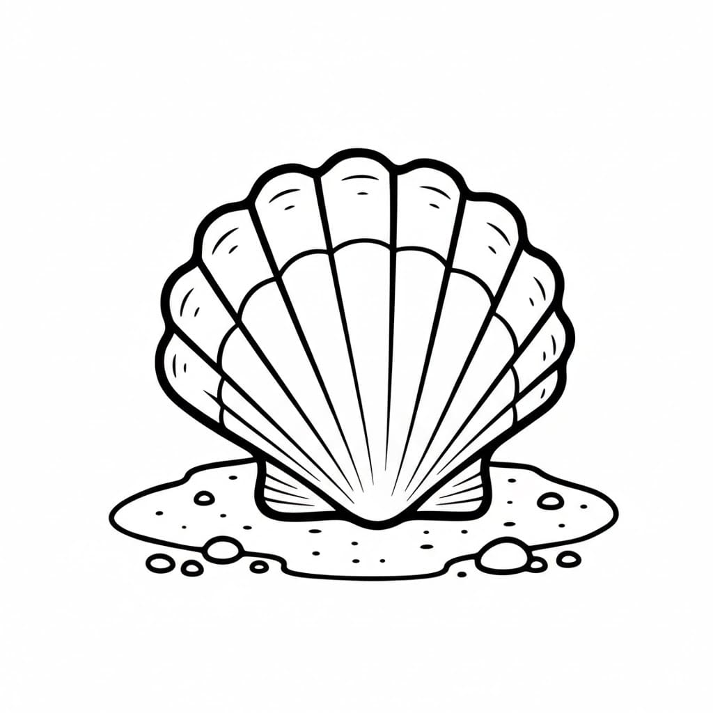Conchiglie sulla sabbia da colorare