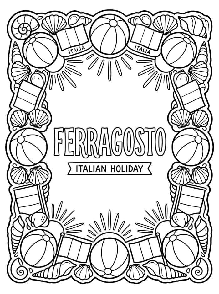 Cornice di Ferragosto da colorare