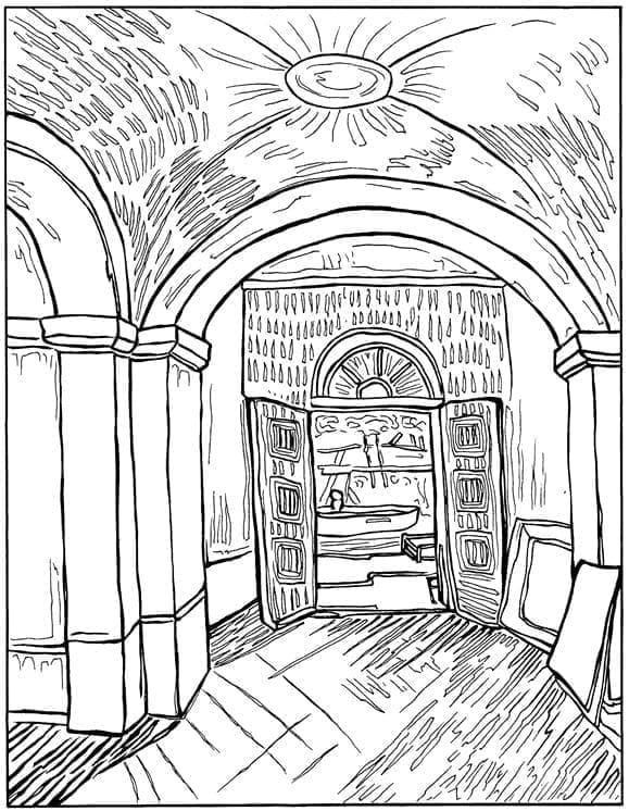 Corridoio del manicomio di Vincent Van Gogh da colorare