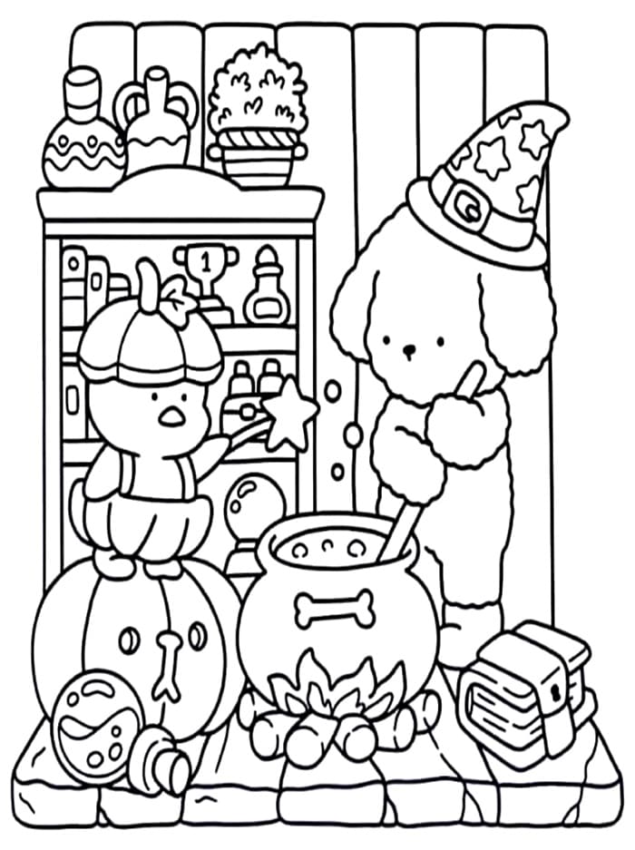 Cozy Friend di Halloween da colorare