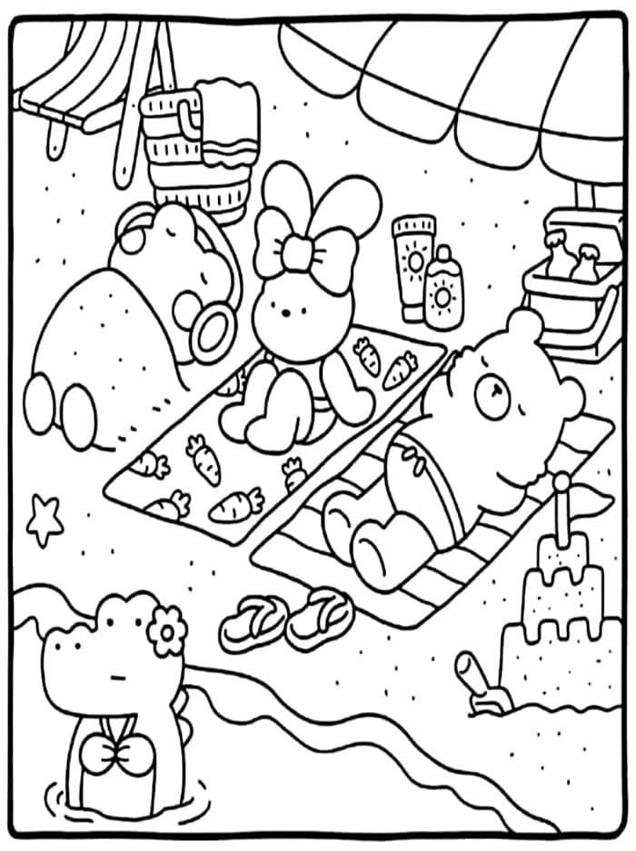 Cozy Friend sulla Spiaggia da colorare