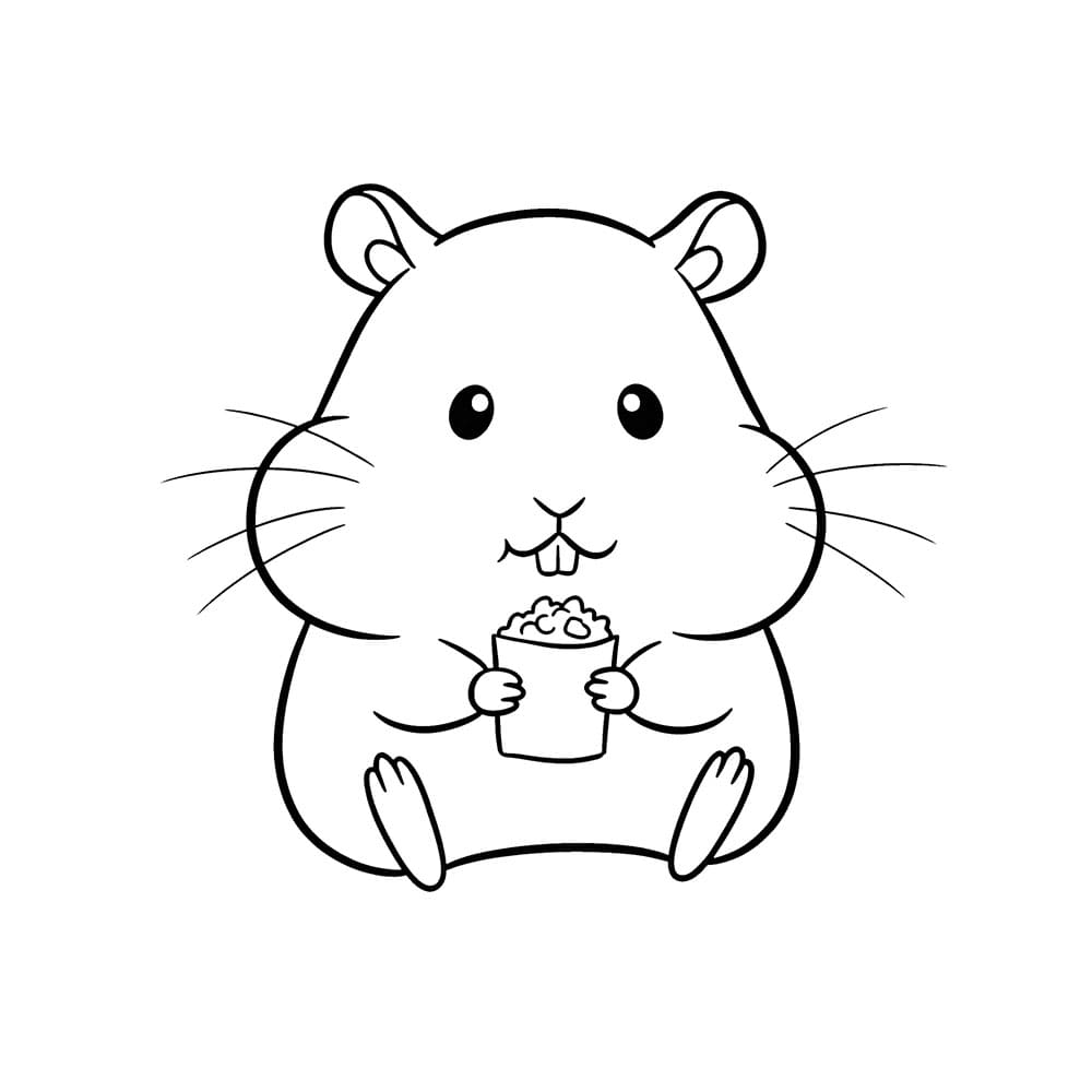 Criceto che mangia popcorn da colorare