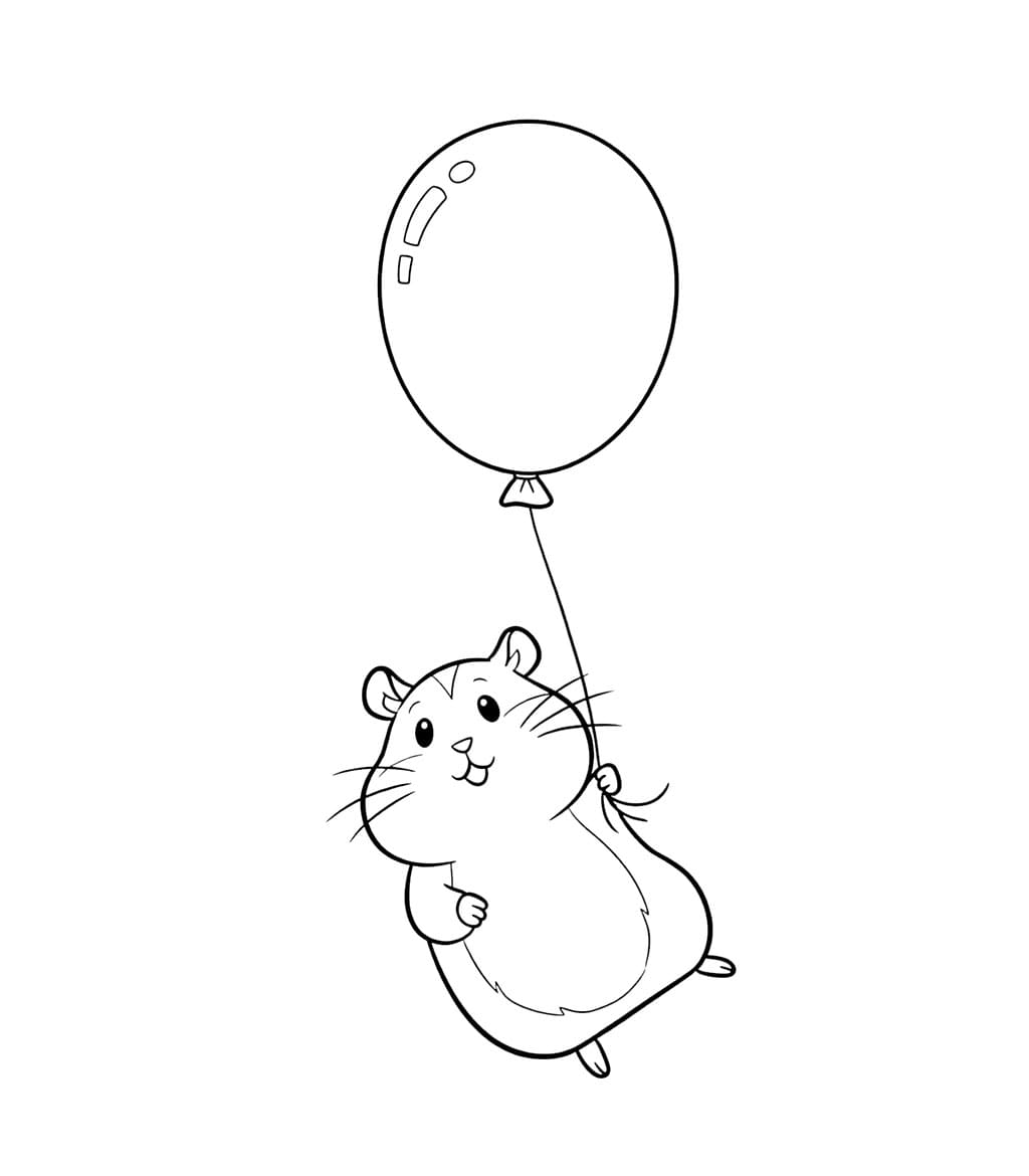Criceto che tiene un palloncino da colorare