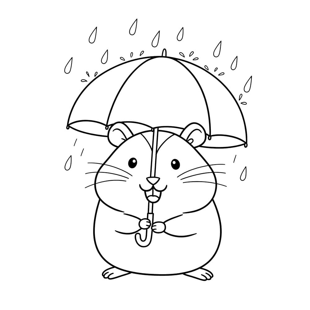 Criceto e pioggia da colorare