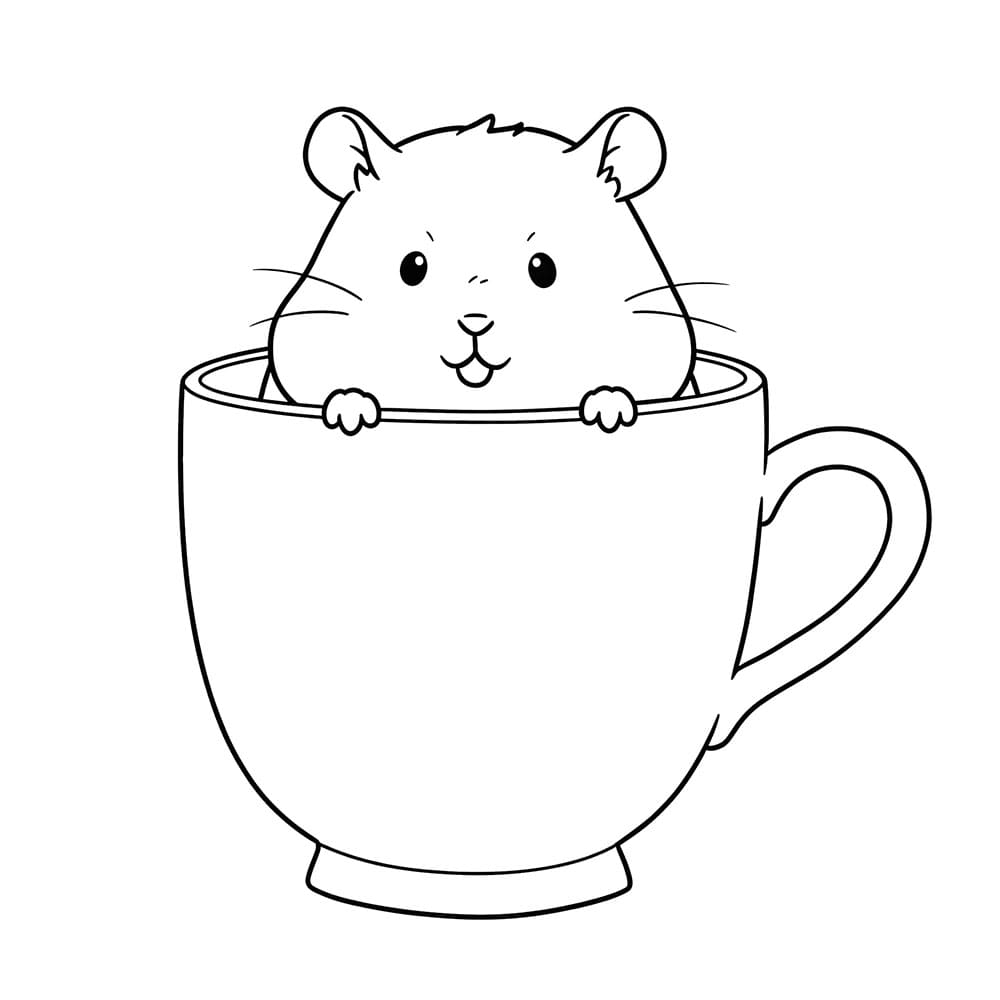 Criceto in una tazza da tè da colorare