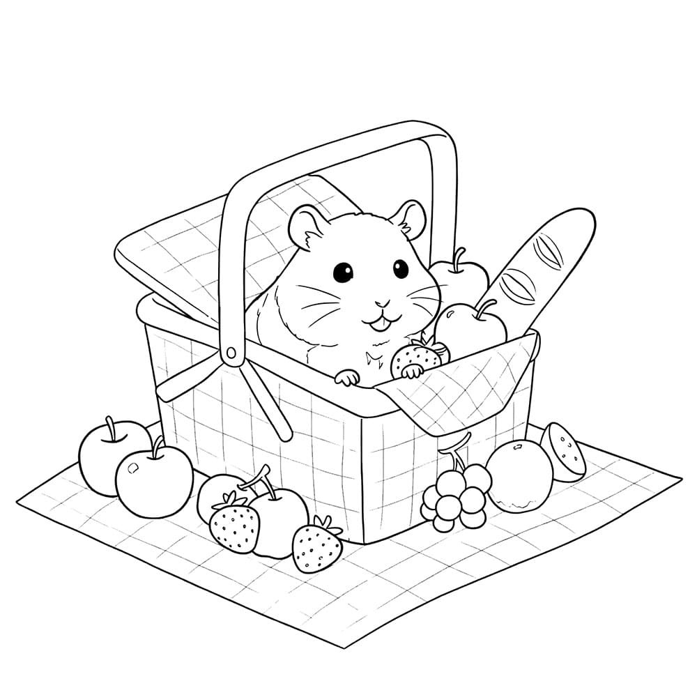 Criceto nel cestino da colorare