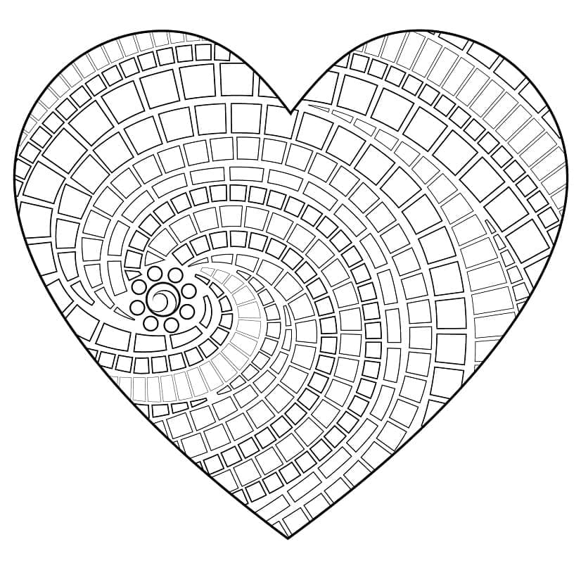 Cuore a mosaico da colorare