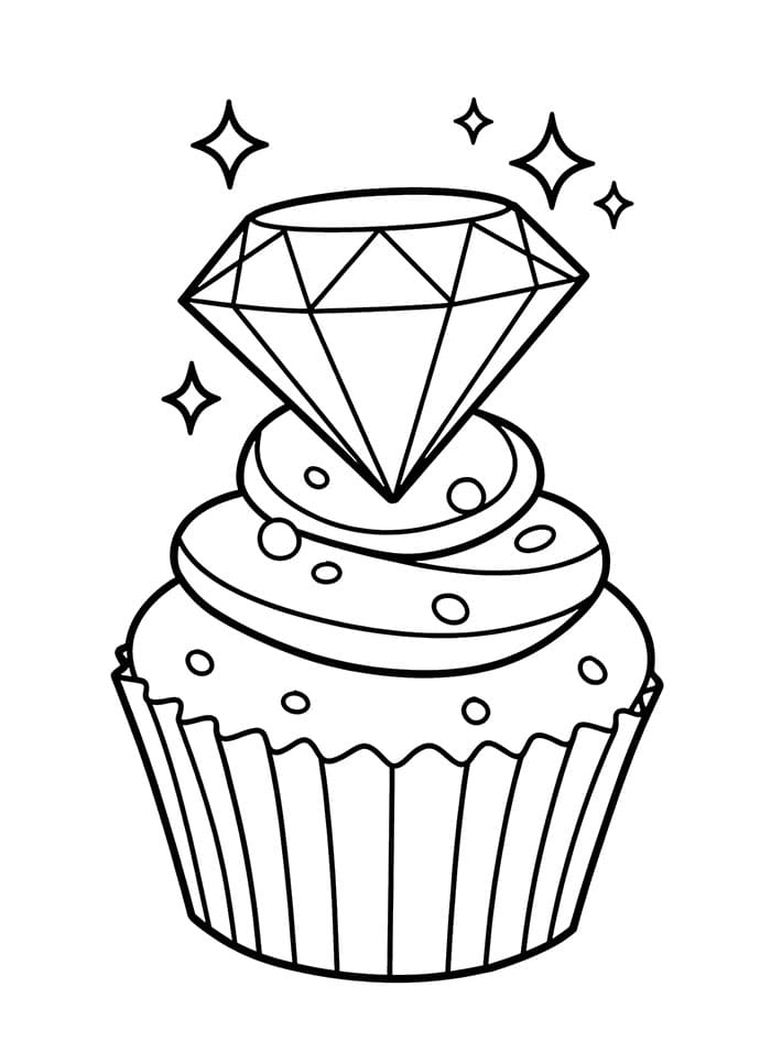 Cupcake di diamanti da colorare