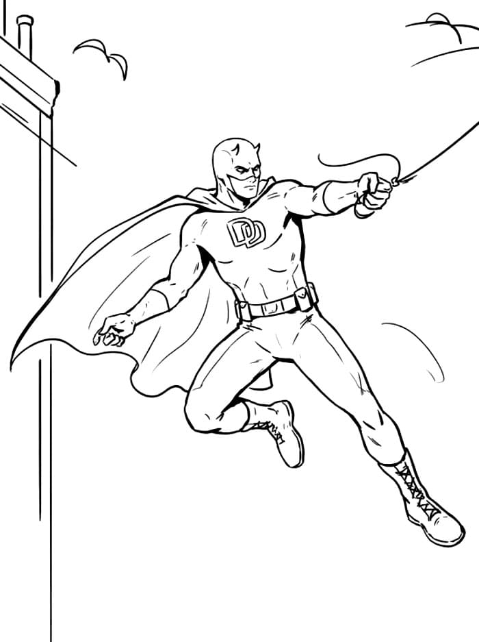 Daredevil in combattimento da colorare