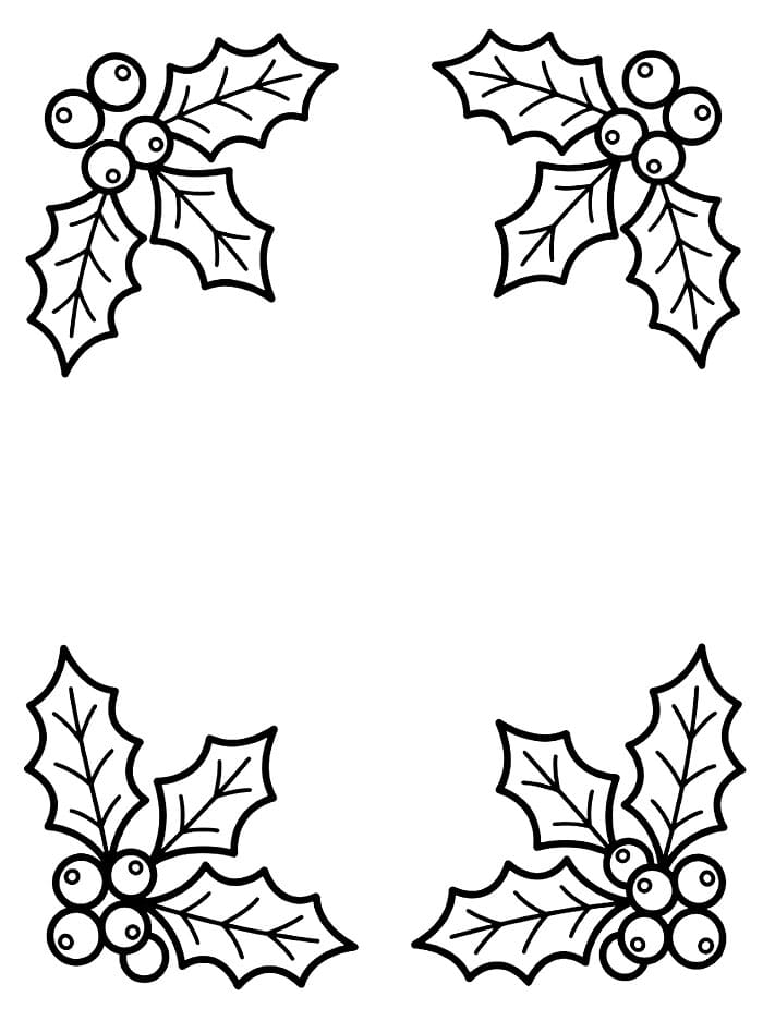 Decorazione d’Angolo con Agrifoglio da colorare