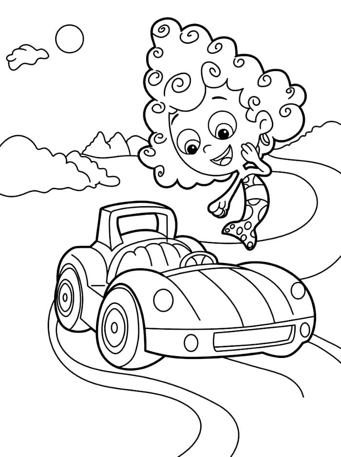 Deema e la macchina da corsa da colorare