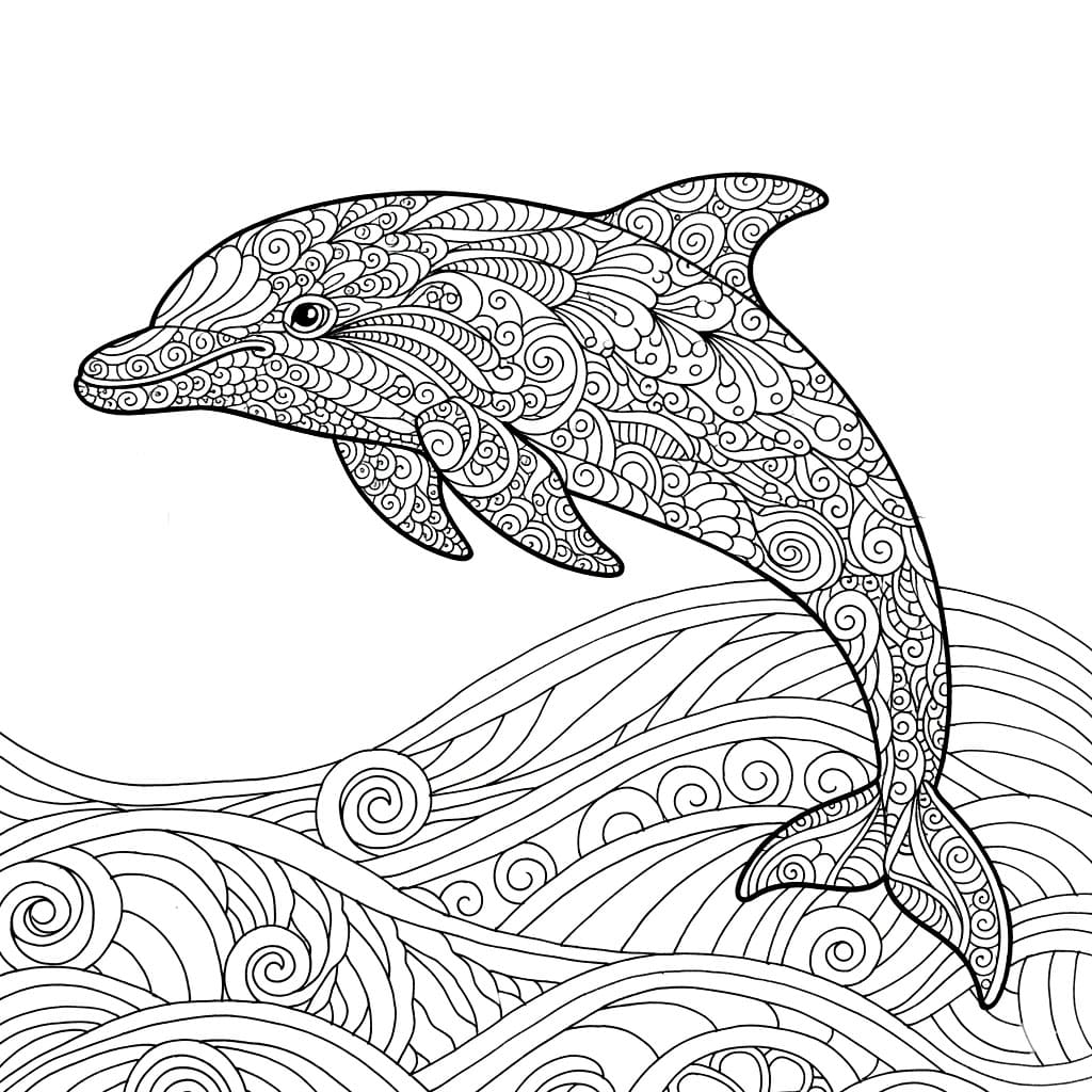 Delfino zentangle da colorare