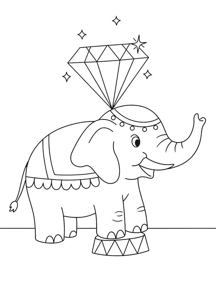 Diamante su elefante da colorare