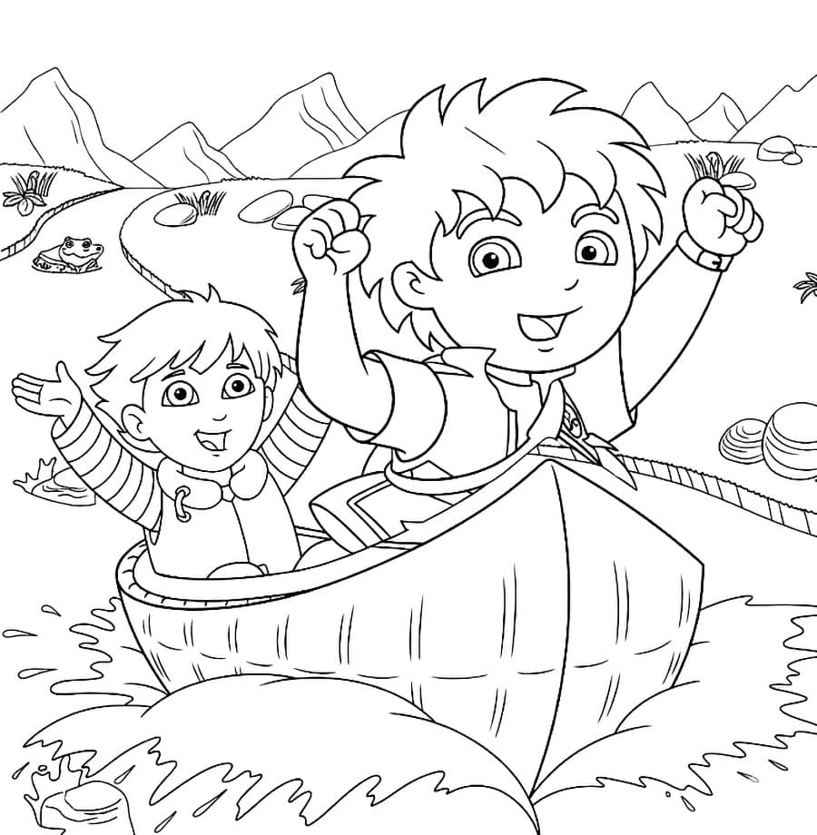 Diego che rema da colorare