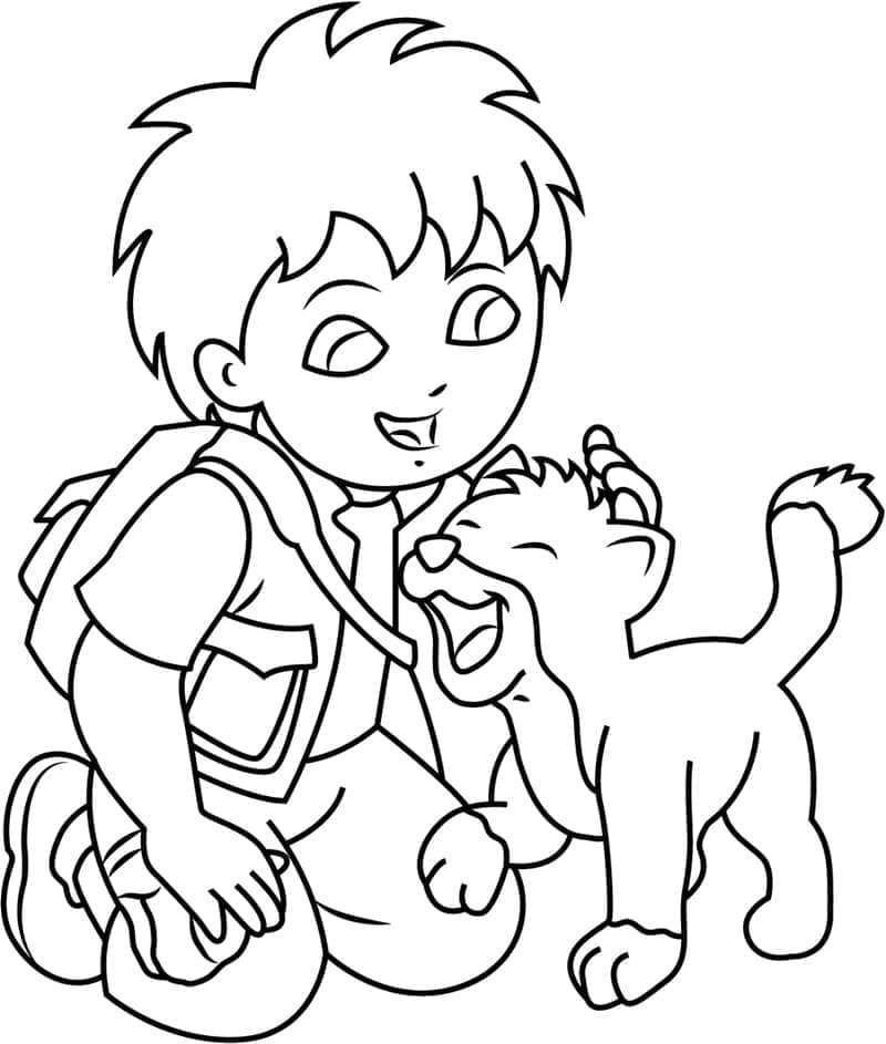 Diego con Baby Jaguar da colorare