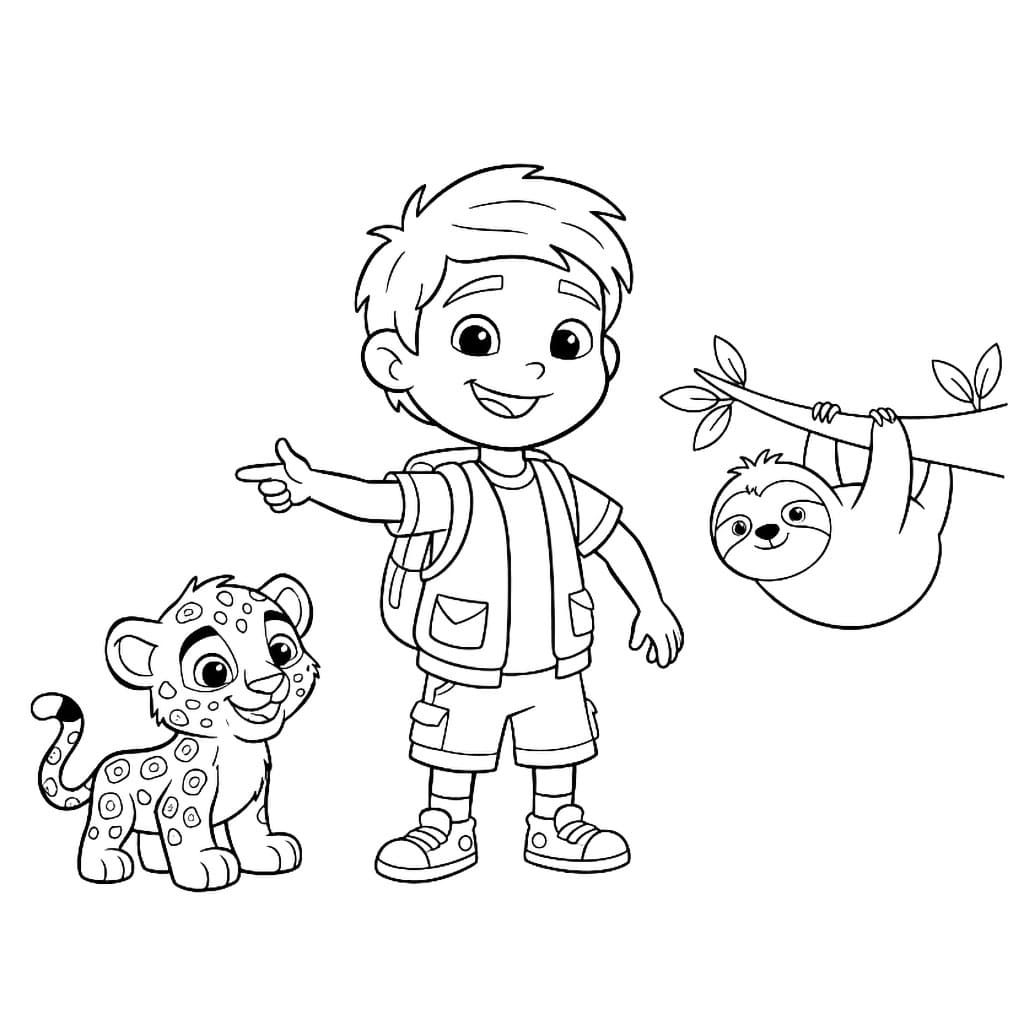 Diego con gli animali da colorare