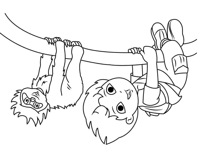 Diego e il bradipo da colorare