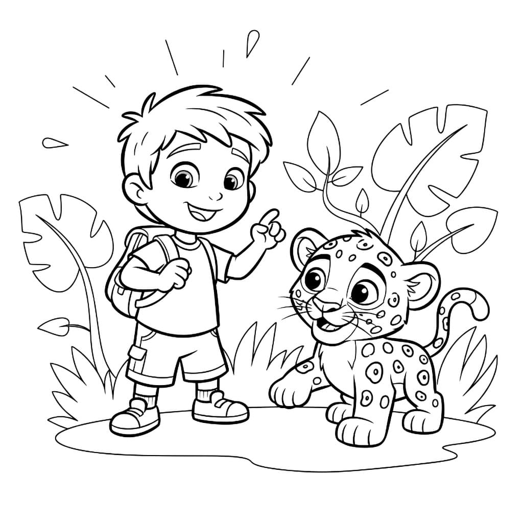 Diego e il piccolo leopardo da colorare