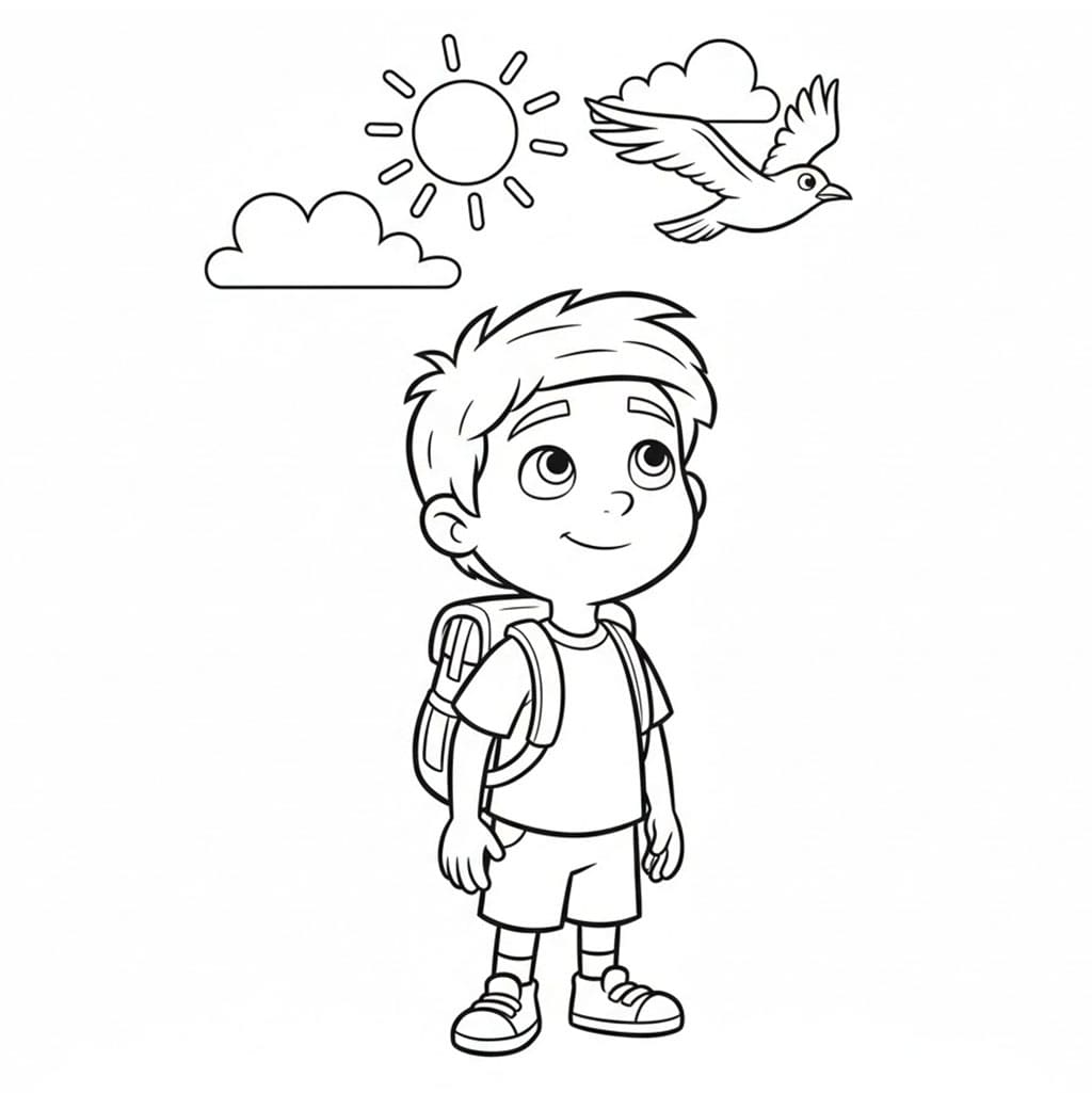 Diego guardò il cielo da colorare