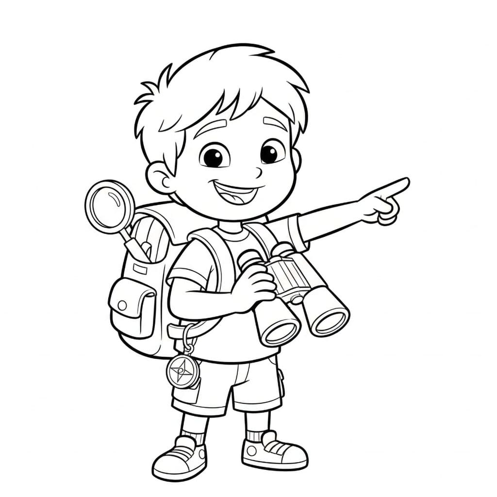 Diego indossa uno zaino da colorare