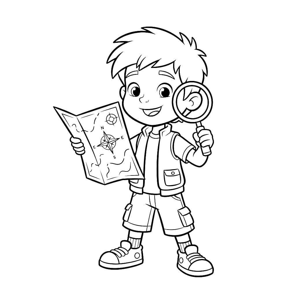 Diego tiene in mano una mappa da colorare