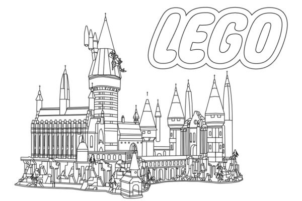 Disegno da colorare dettagliato di Lego Hogwarts da colorare