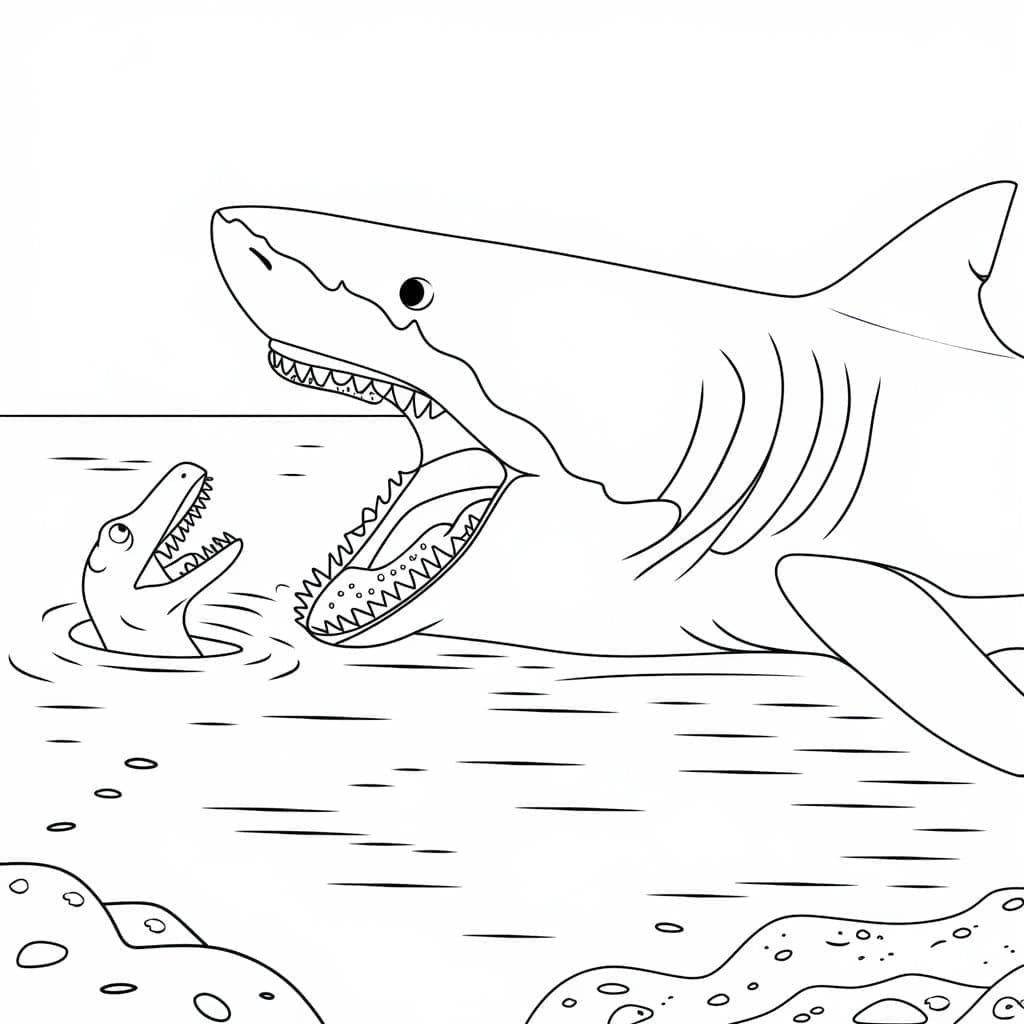 Disegno del Megalodonte da colorare