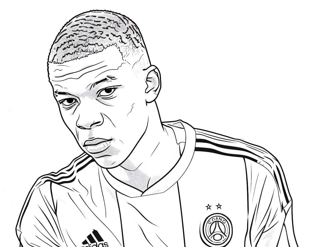 Disegno del calciatore Kylian Mbappé da colorare