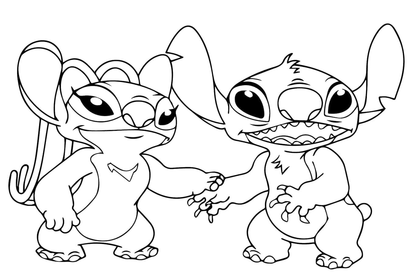 Disegno di Stitch e Angel da colorare