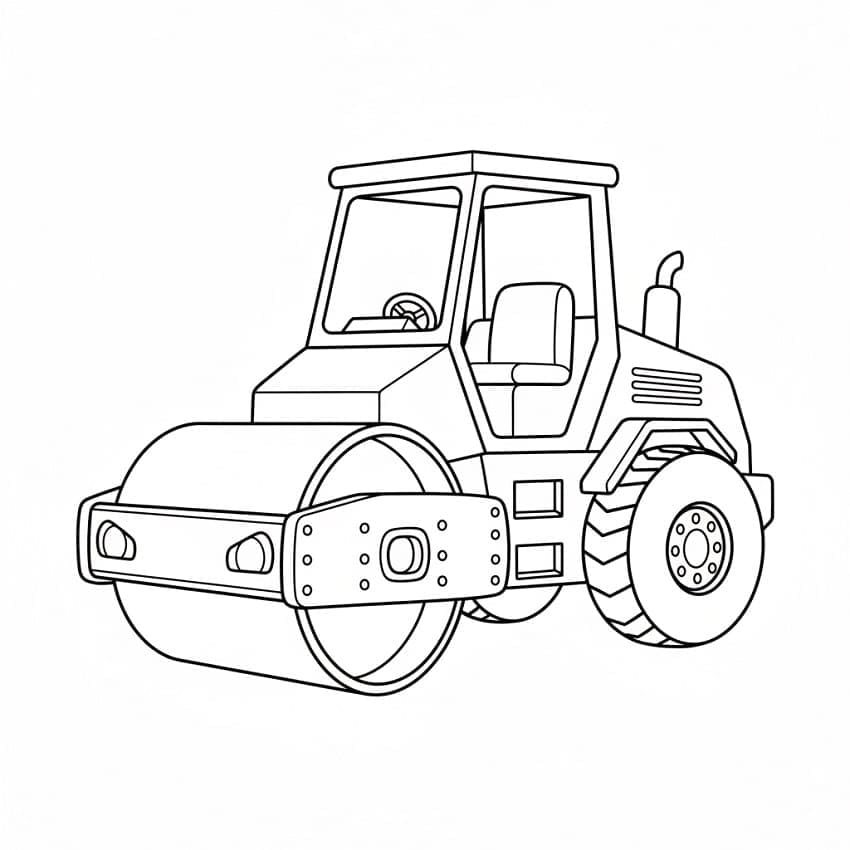Disegno gratuito di un rullo compressore da colorare