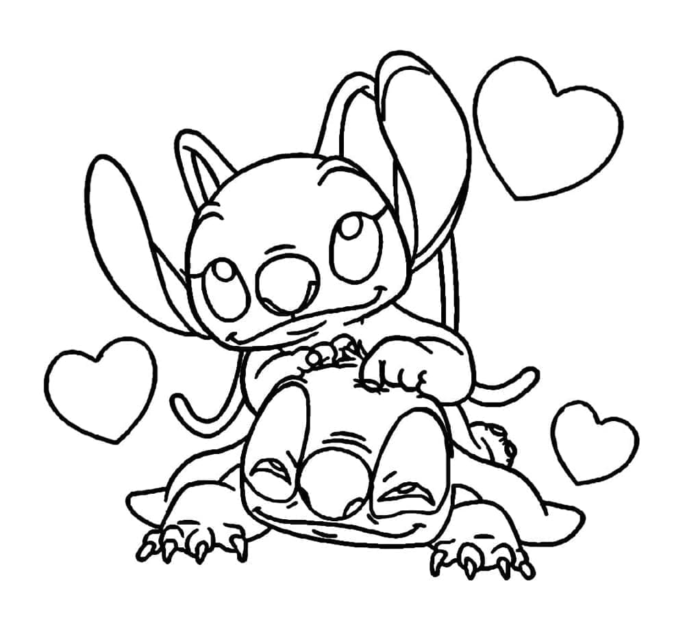 Disegno libero di Stitch e Angel da colorare