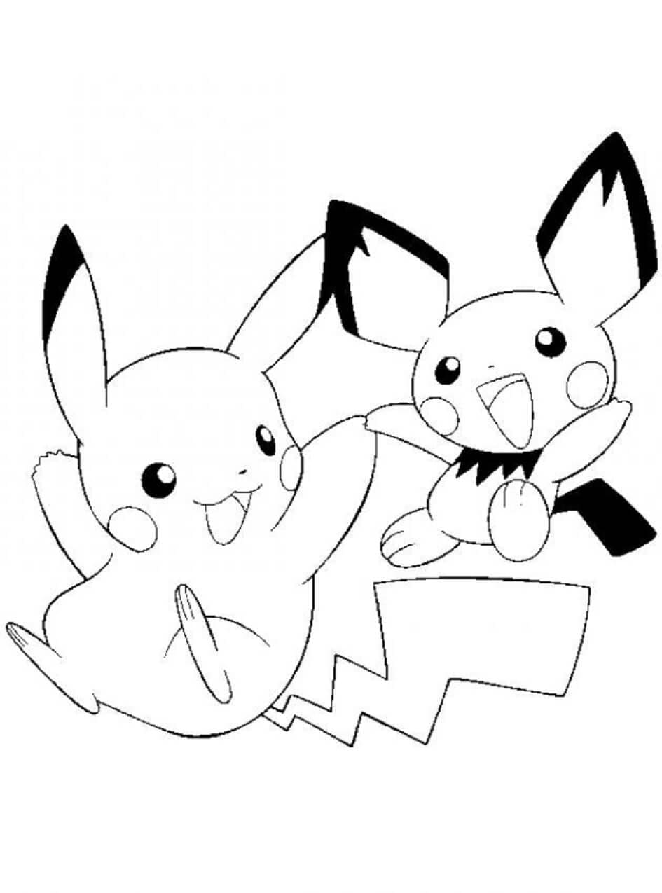 Divertenti Pikachu e Pichu da colorare
