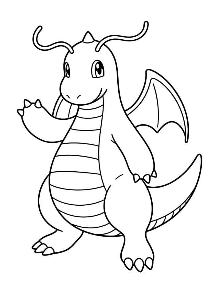 Dragonite che saluta da colorare