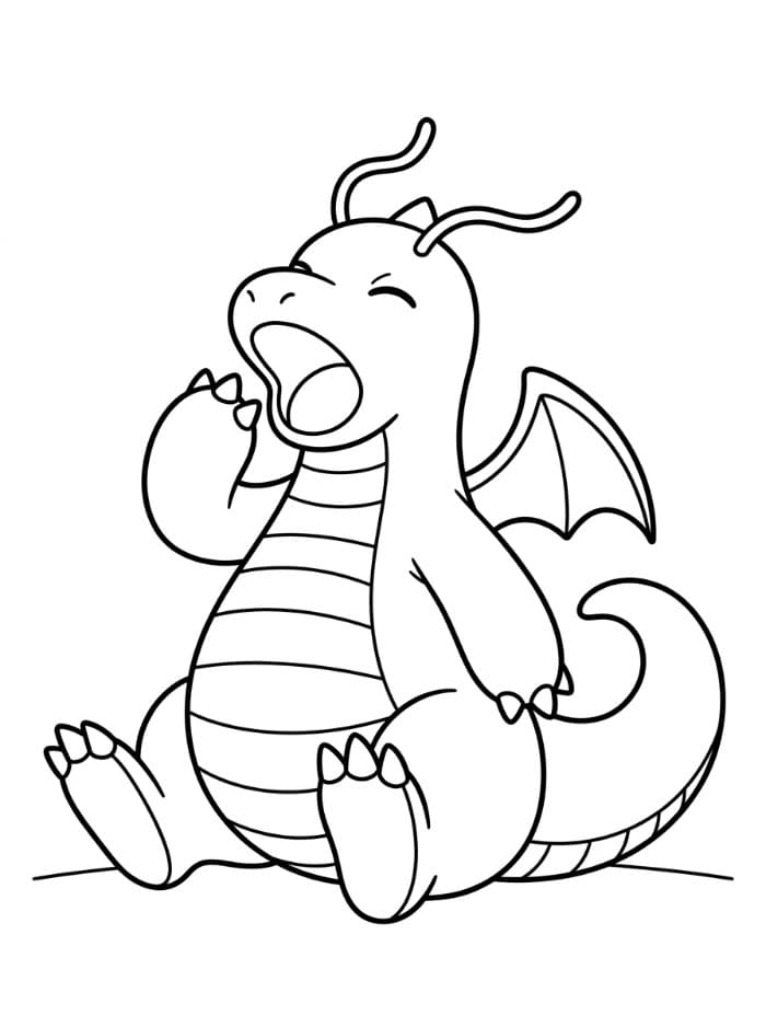 Dragonite che sbadiglia da colorare