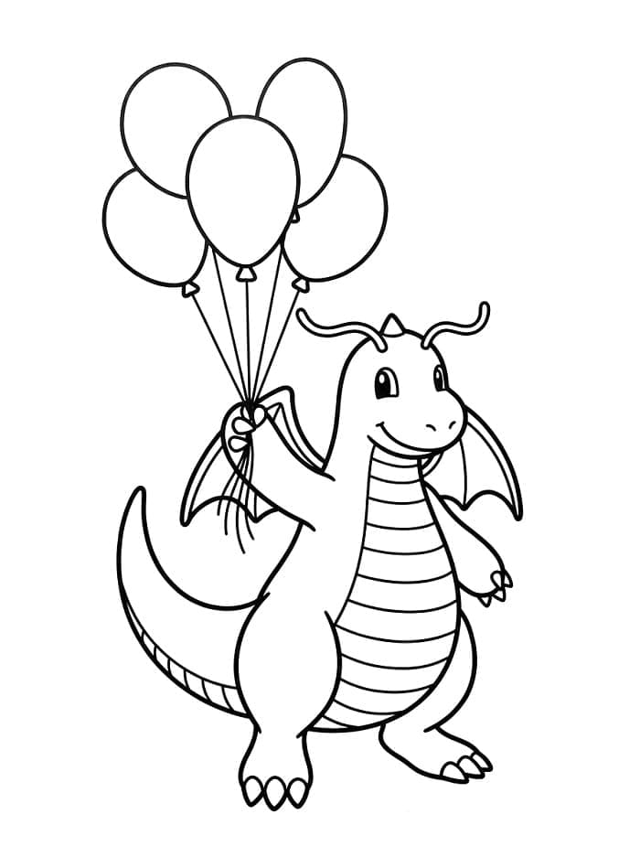 Dragonite con palloncini da colorare