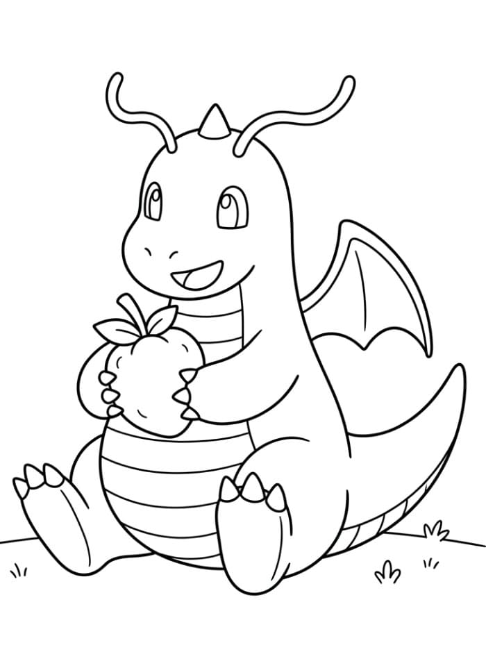 Dragonite con una bacca da colorare