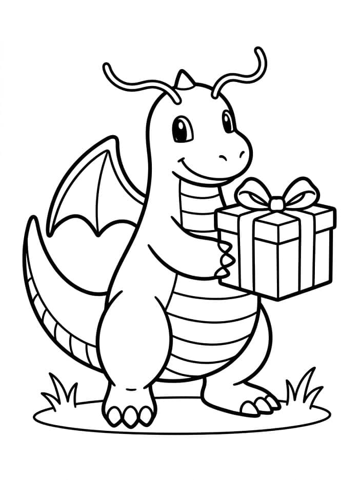 Dragonite e un regalo da colorare