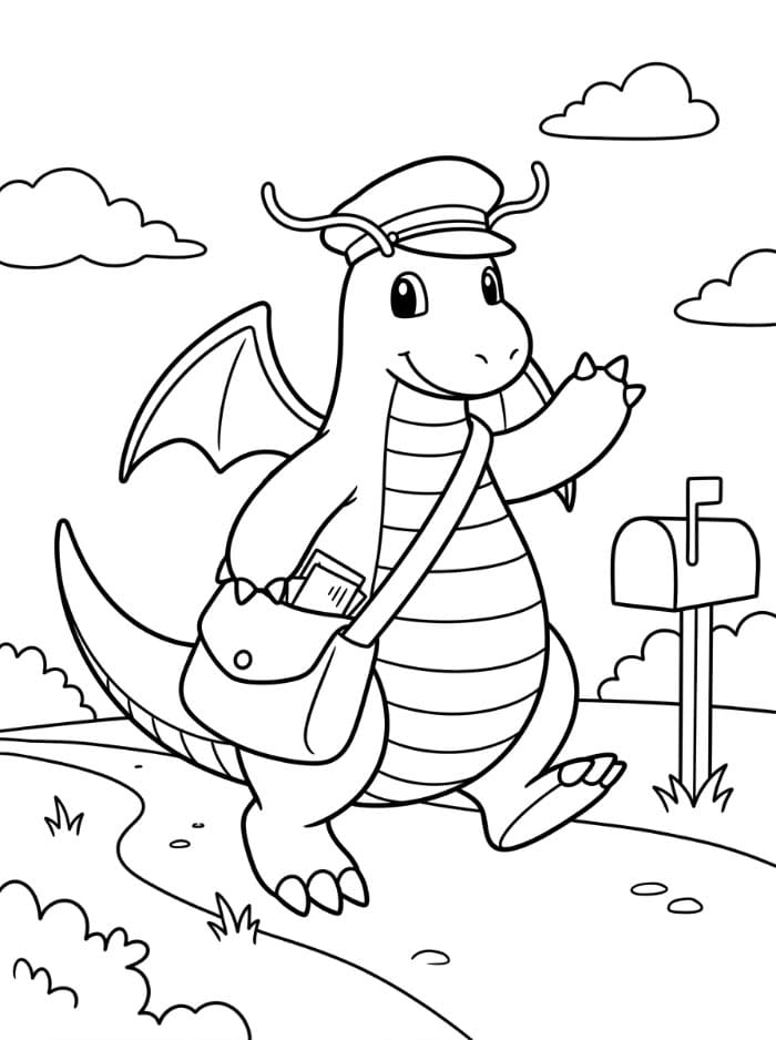 Dragonite postino da colorare