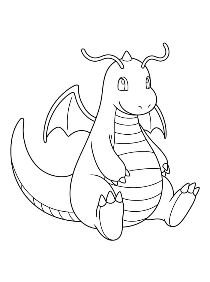 Dragonite seduto da colorare