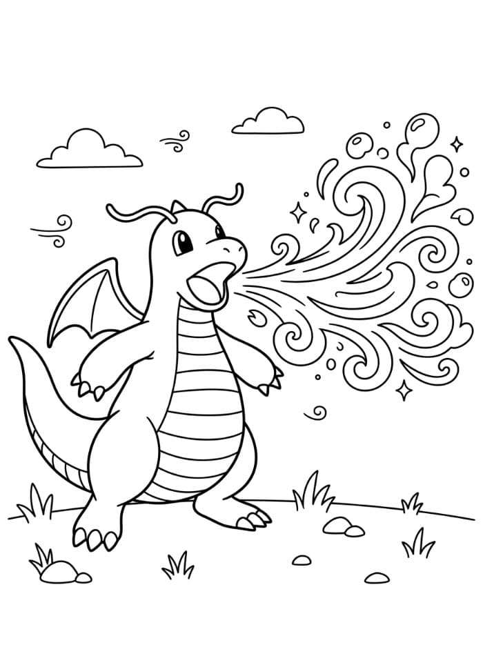 Dragonite usa Dragospiro da colorare