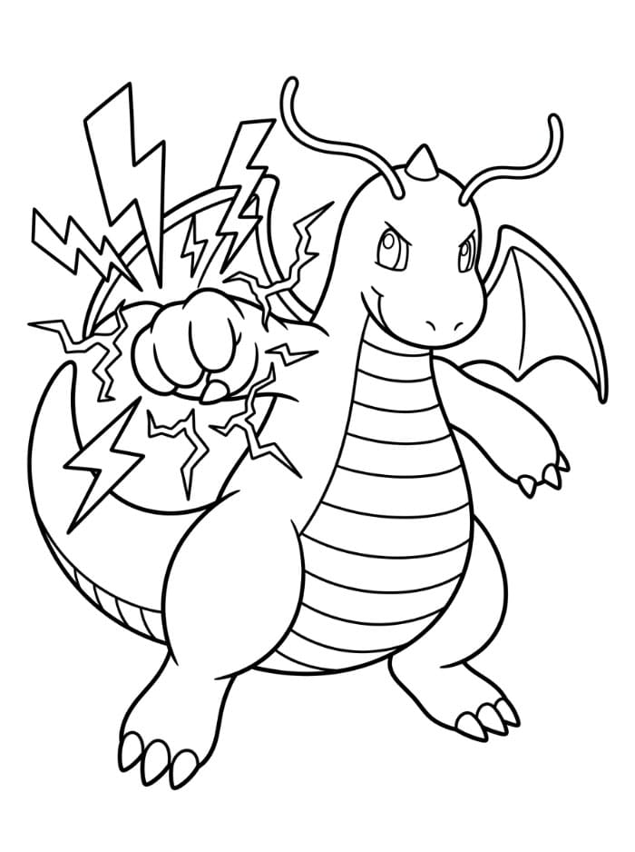 Dragonite usa Tuonopugno da colorare