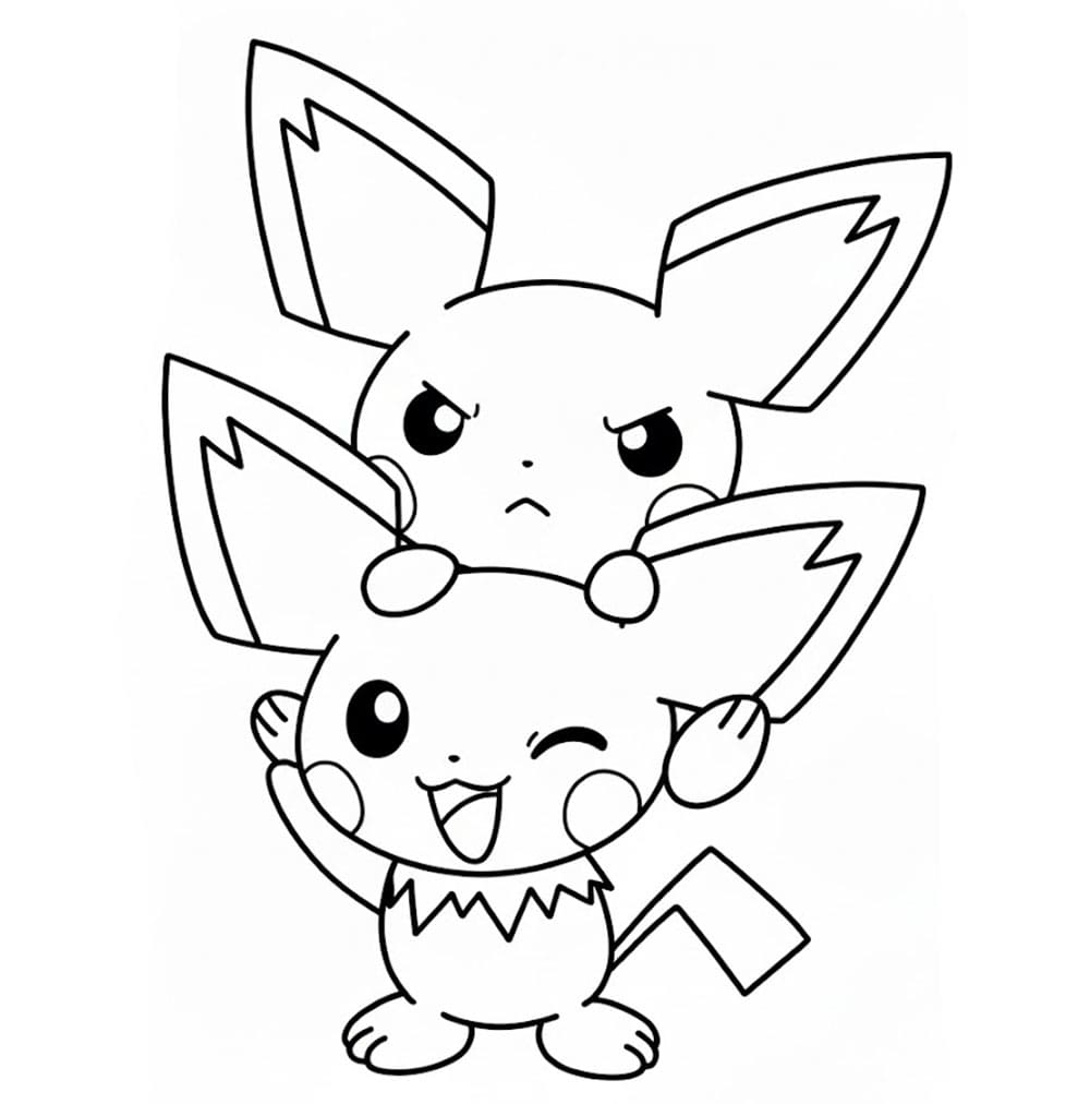 Due Pichu divertenti da colorare