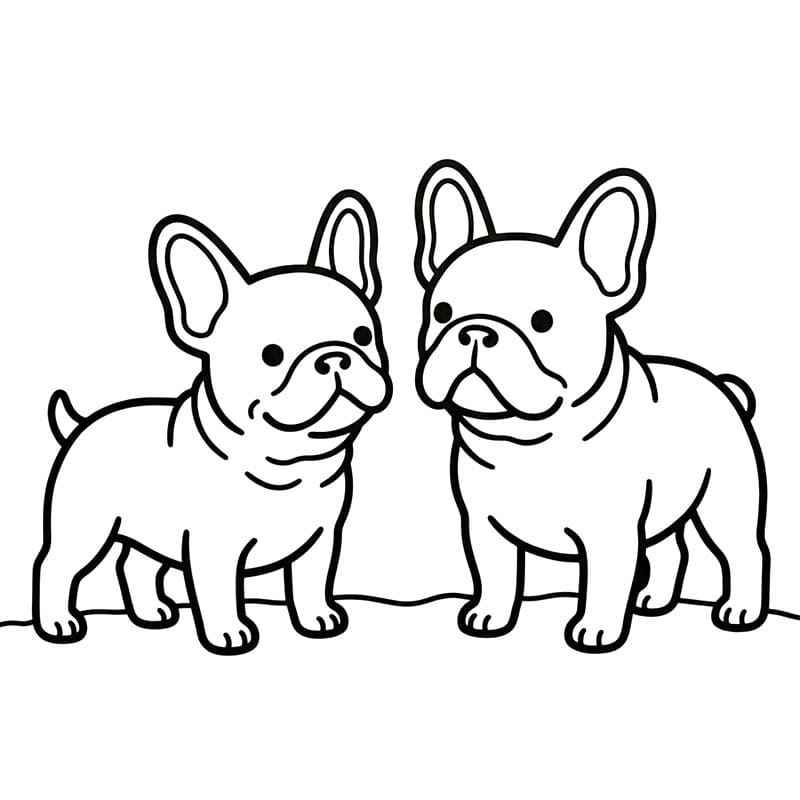 Due bulldog francesi in omaggio da colorare