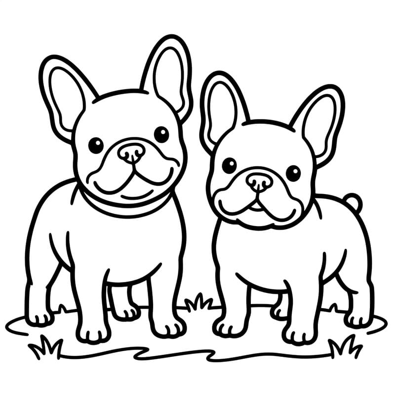 Due bulldog francesi da colorare