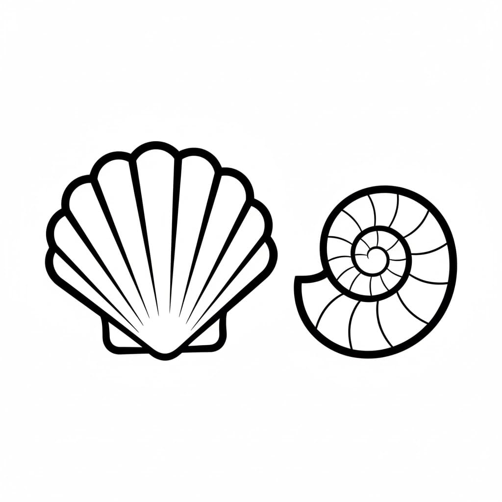 Due conchiglie da colorare